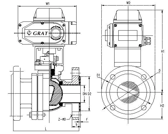 Valvola a sfera di controllo elettrico al fluoro connessione a flange in acciaio al carbonio 0