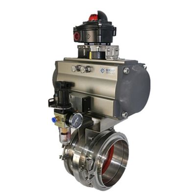 Valvola a farfalla in acciaio inossidabile sanitario DN50 - 1200 con attuatore multi posizione