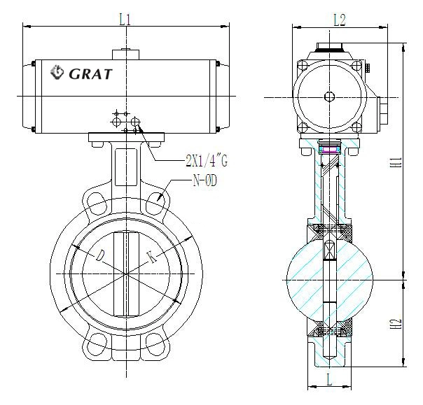 Valvola a farfalla pneumatica di controllo del flusso d'acqua UPVC DN100 4 pollici Wafer Valvola a farfalla 0