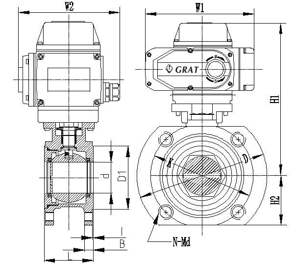 AC220V DN15-250 Connessione a flange di flusso minuscola Valvola di controllo elettrica 1