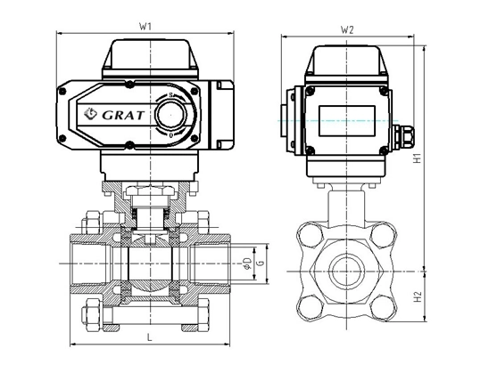 DIN Pn64 Butt Selding Straight Through Type Valve a sfera elettrica 0